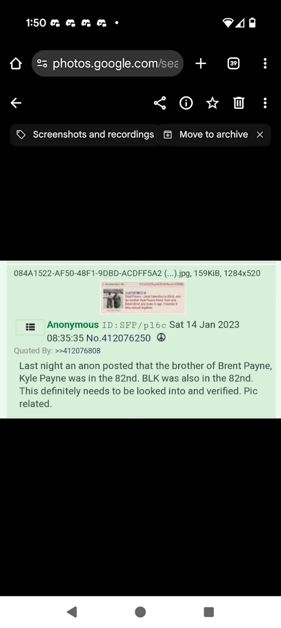 Phone photo-viewer screenshot containing a single green anonymous forum reply beneath a large black area.