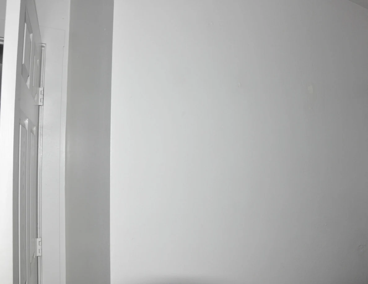 Upper white wall beside a door hinge.