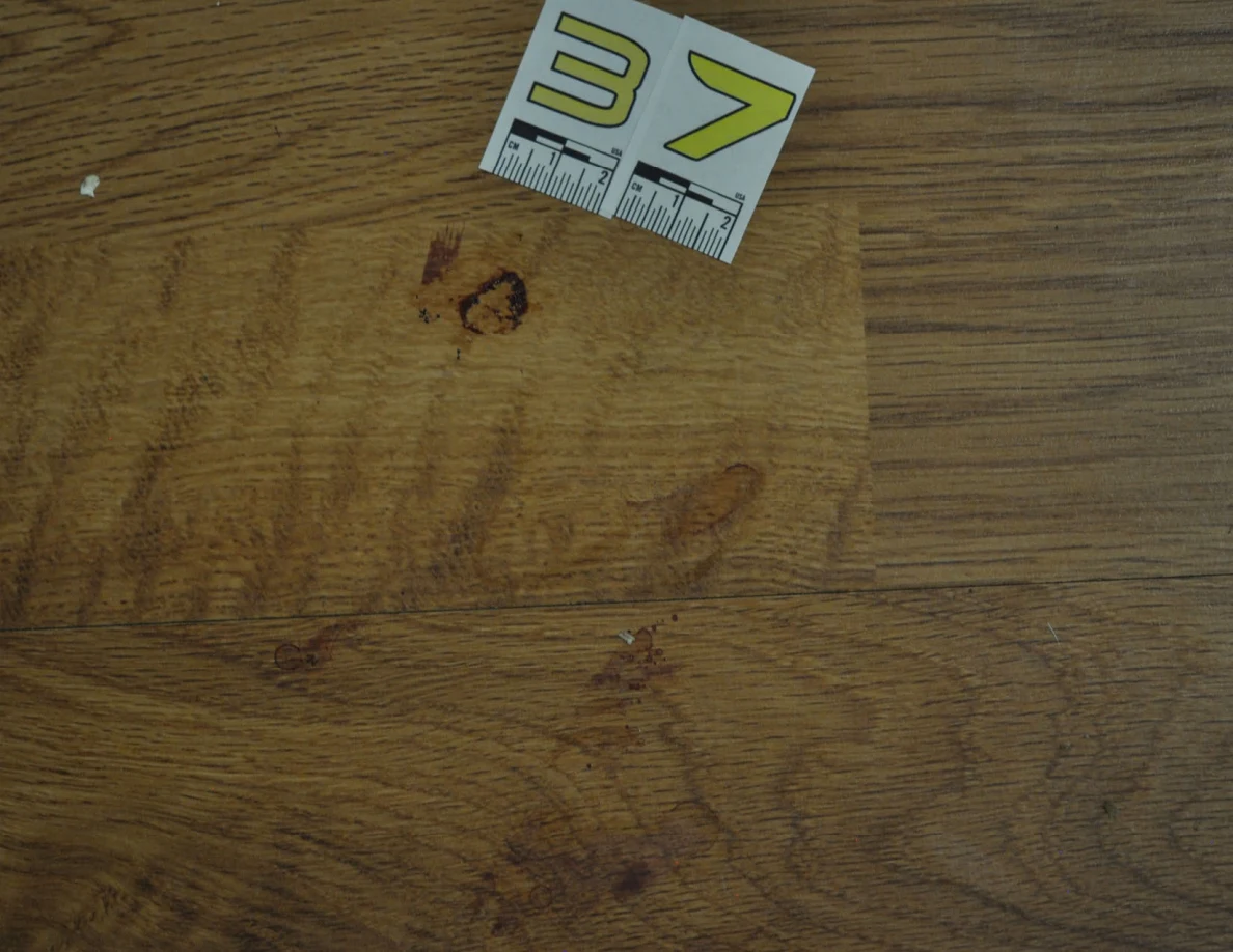 Dim close view of floor marks beside scale label 37.