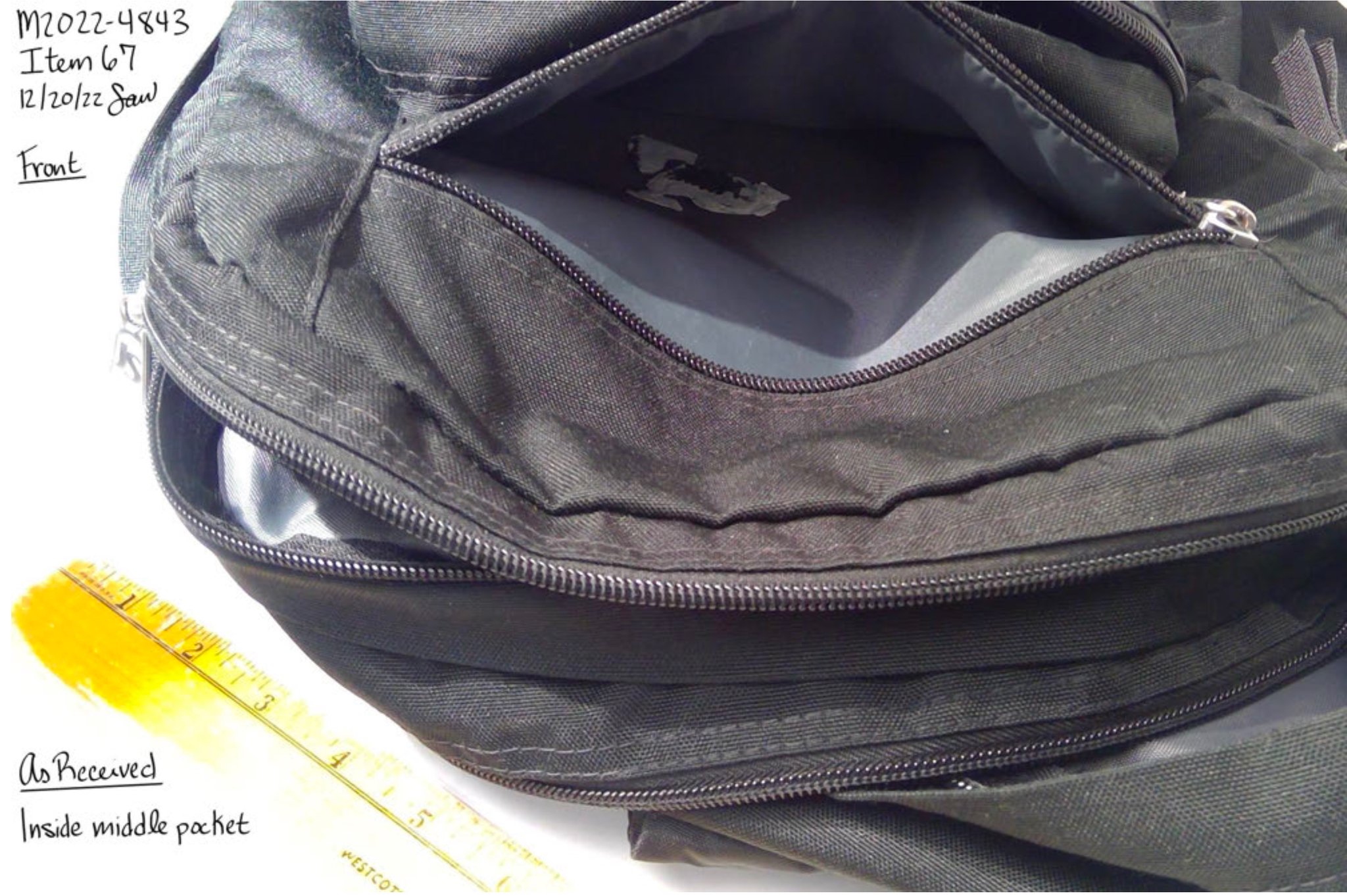 Backpack or bag evidence photograph — IMG_2208